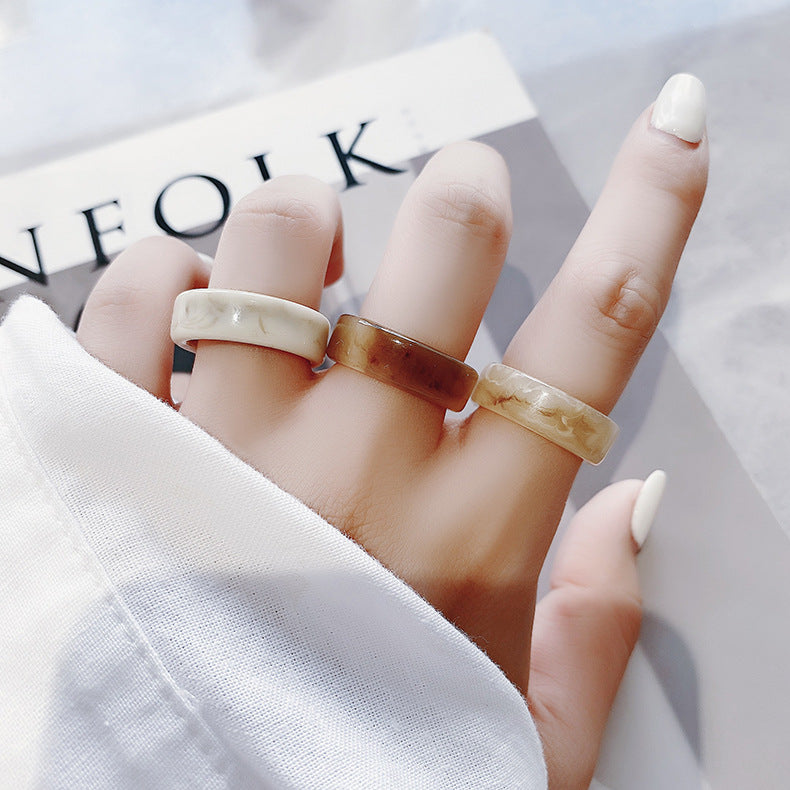 Korean Amber Acrylic Acetate Minimalist Mixed Color Ring