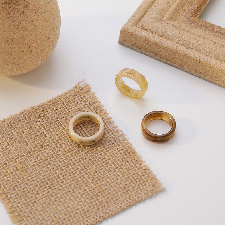 Korean Amber Acrylic Acetate Minimalist Mixed Color Ring