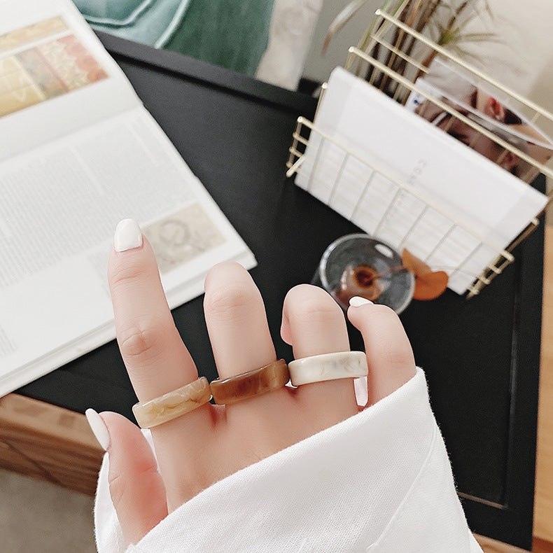 Korean Amber Acrylic Acetate Minimalist Mixed Color Ring