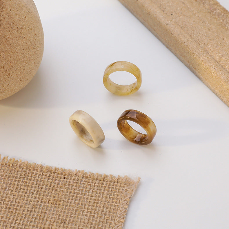 Korean Amber Acrylic Acetate Minimalist Mixed Color Ring