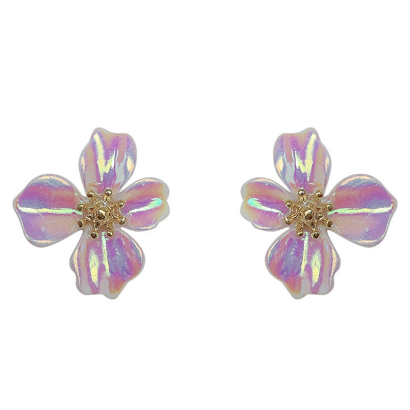 Korean Colorful Flower Earrings New Simple Super Fairy Earrings Sweet Girl Earrings
