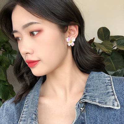 Korean Colorful Flower Earrings New Simple Super Fairy Earrings Sweet Girl Earrings