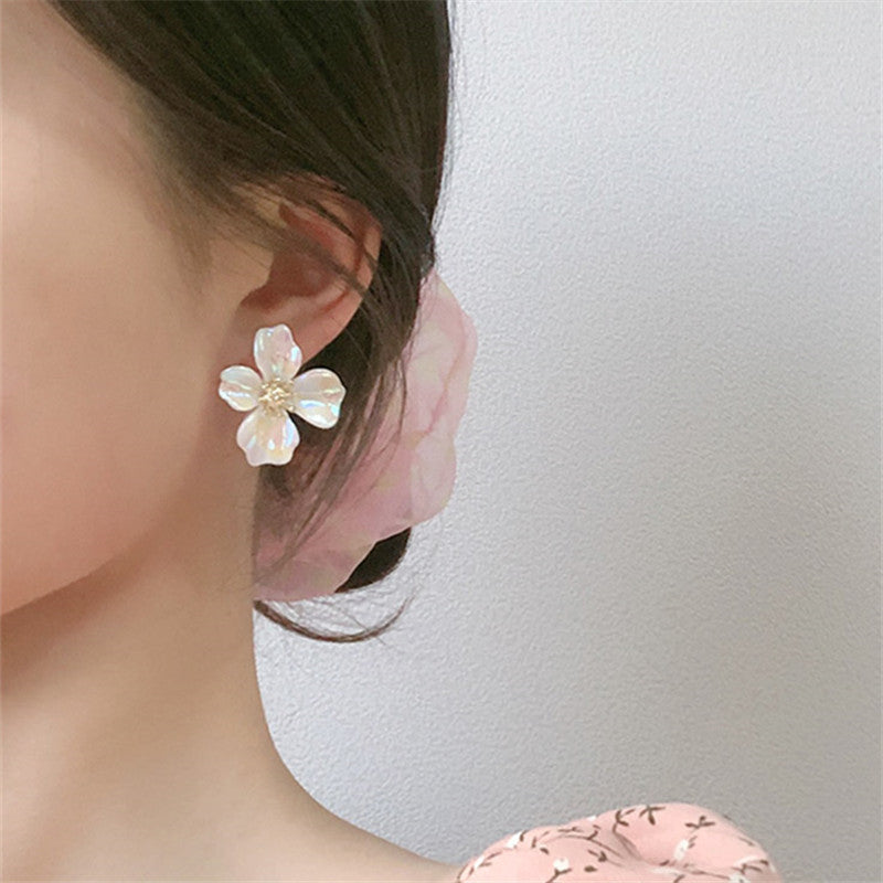 Korean Colorful Flower Earrings New Simple Super Fairy Earrings Sweet Girl Earrings