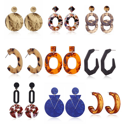 Korean Contrast Color Geometric Acrylic Earrings