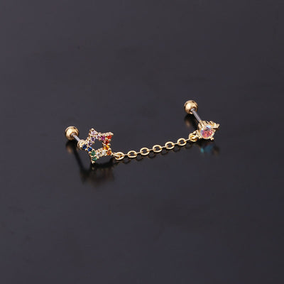 Korean Copper Color Zirconium Earrings
