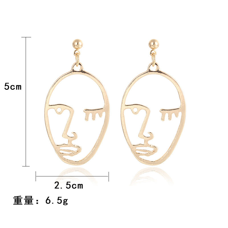 Korean Face Hollow Oval Earrings
