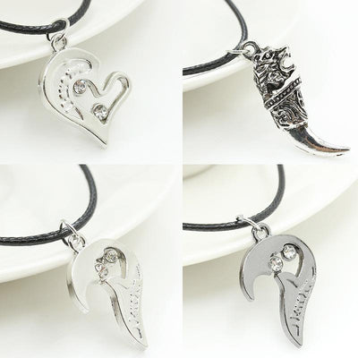 Korean Fashion Titanium Steel Love Heart and Wolf Fang Couple Necklace