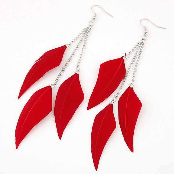 Korean Fashion Feather Tassel Earrings Pendant