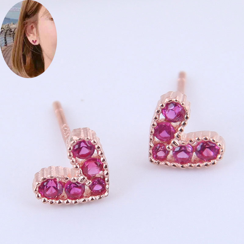 Korean Fashion Sweet OL Small Flash Diamond Love Earrings