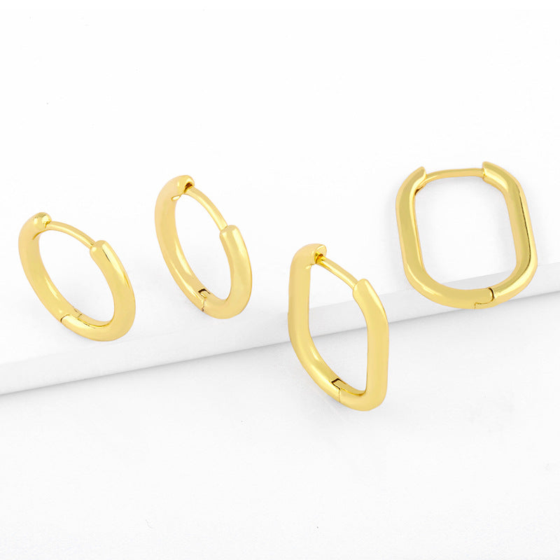 Korean Minimalist Geometric Love Hoop Earrings Gold Plated Vintage Style