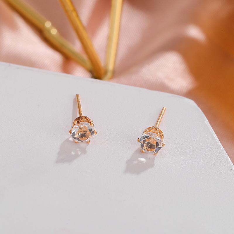Korean New Fashion Diamond Heart Earrings Zircon Peach Heart Moon Stars Sweet Full Diamond Love Earrings