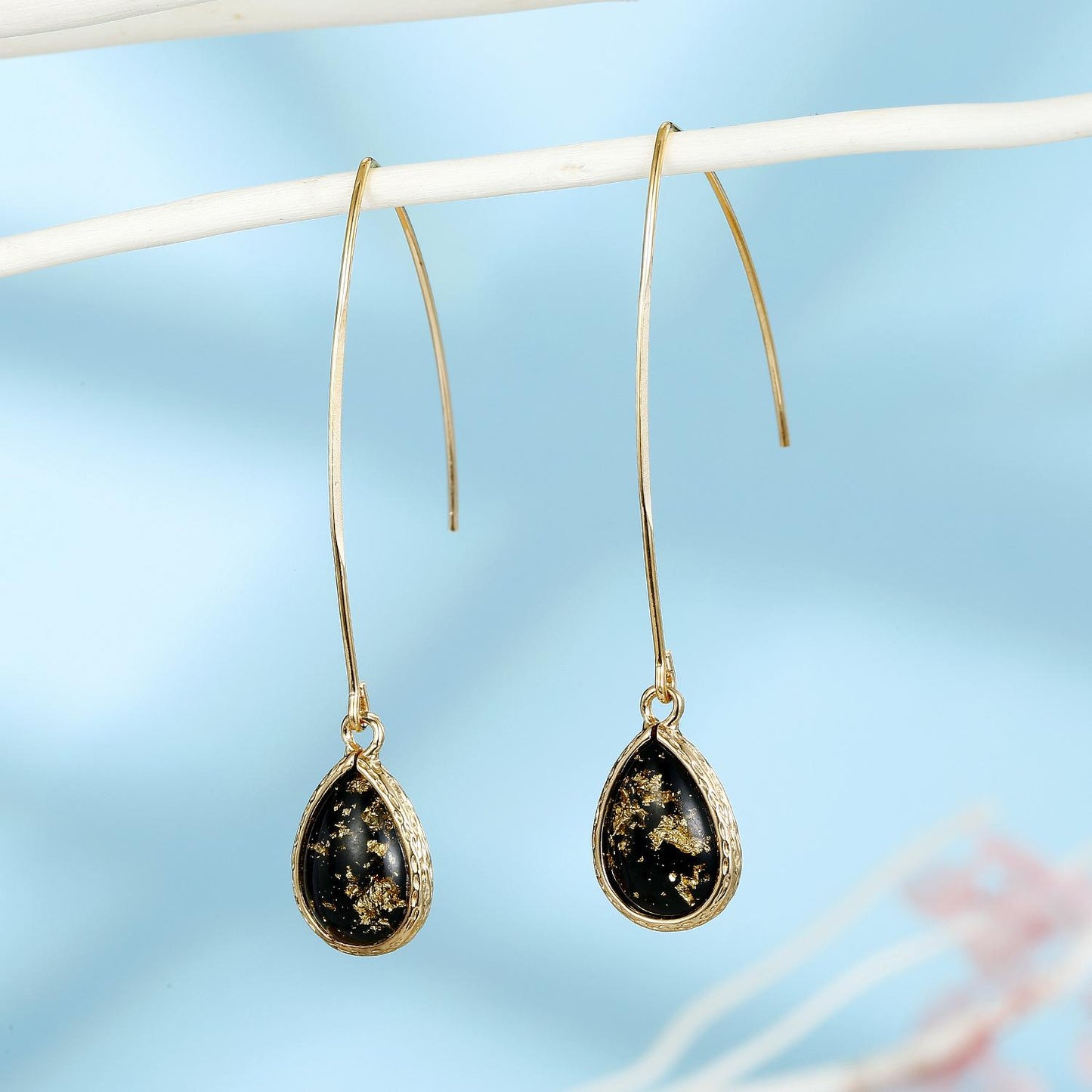 Korean Shell Abalone Resin Water Drop Earrings