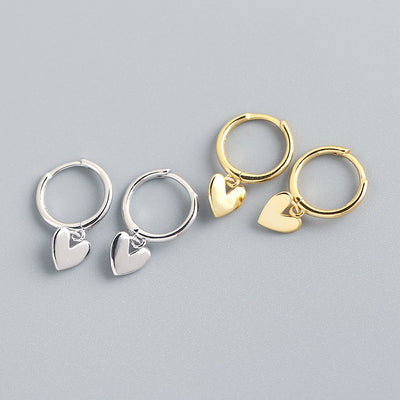 Korean Simple Heart-Shaped S925 Silver Earrings for Women