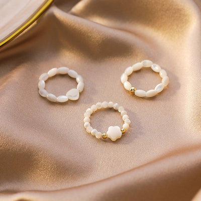Korean Pearl Rings Women Love Shell Index Finger Ring Wild Design Sense Bracelet Ring Stack Rings