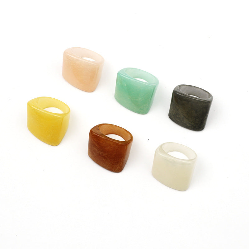 Korean Retro Resin Minimalist Design Acrylic Index Finger Ring Fashion Statement