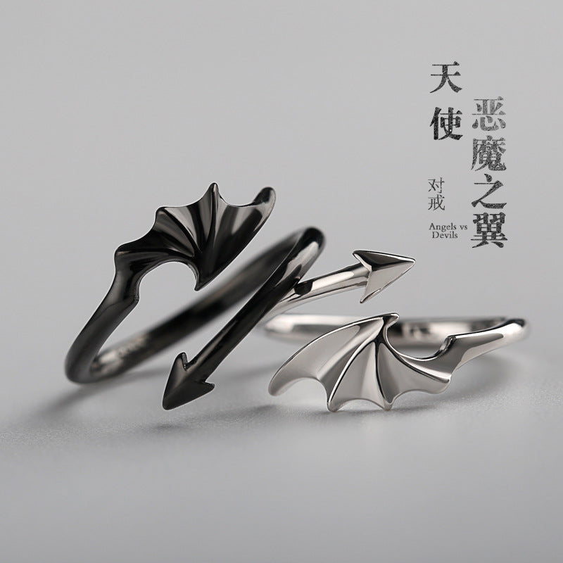 Korean Angel and Demon Wings Adjustable Couple Ring