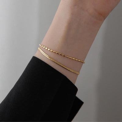 Korean Minimalist Titanium Steel Double-Layer Bracelet 18K Gold Plated