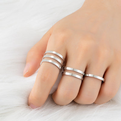 Korean Style Stainless Steel Open Ring Set for Women