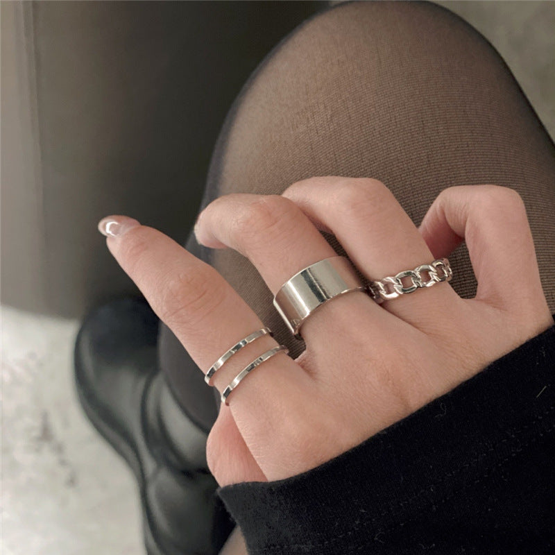 Korean Titanium Steel Adjustable Ring Set - Three Piece Minimalist Design