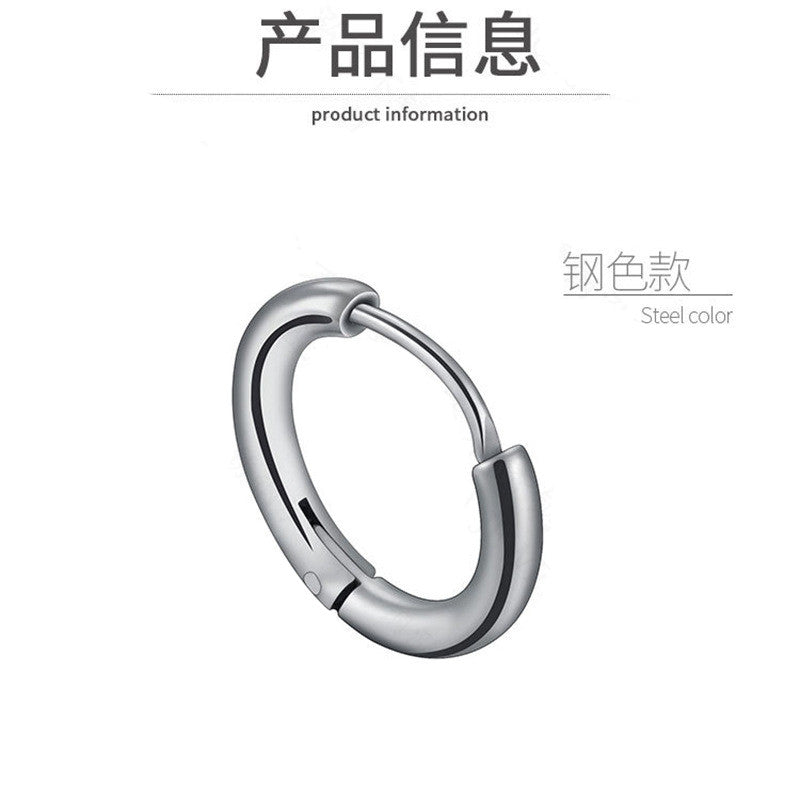 Korean Trend Glossy Circle Stainless Steel Hoop Earrings