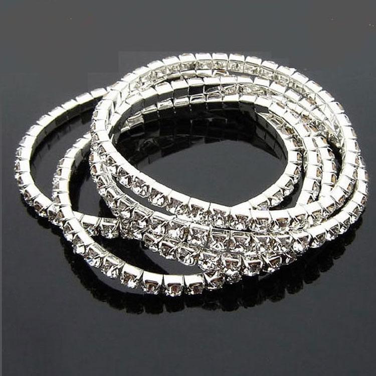 Korean Version Of Jewelry Wholesale Full Diamond Single Row Elastic Bracelet Shiny Bracelet