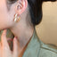 Korean Version Simple Alloy Dripping Oil White Love Earrings