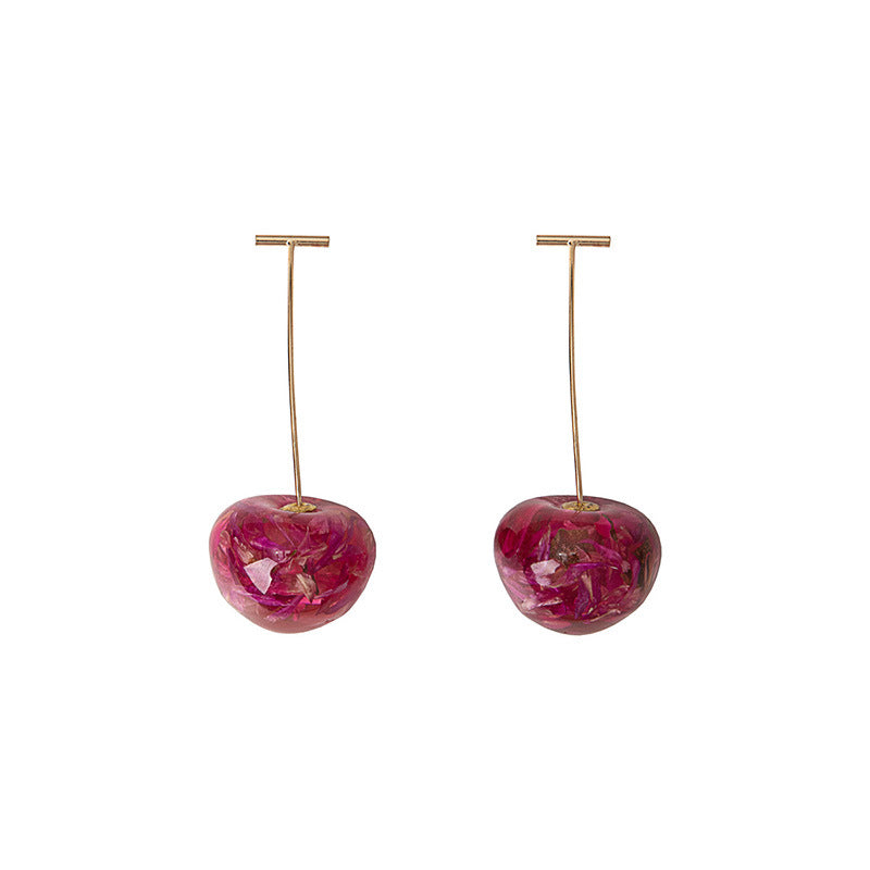 Korean Women's Long Style Personalized Cherry Geometric Earrings