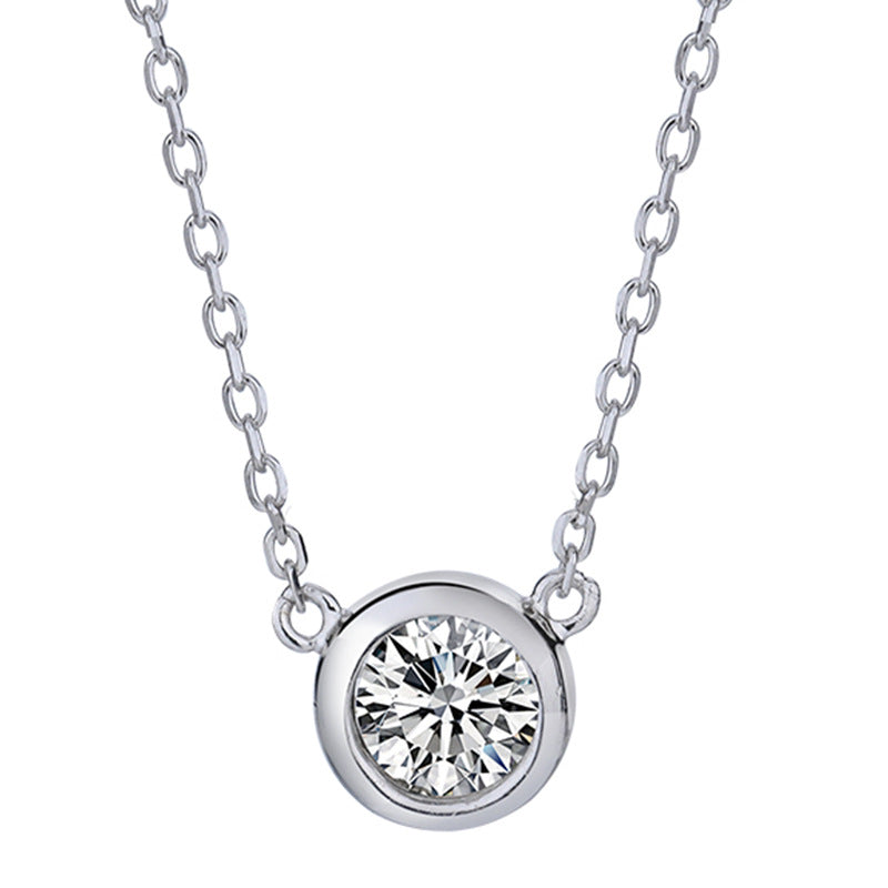 Simple Round Sterling Silver Moissanite Pendant Necklace