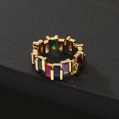 Luxurious Geometric Gold Plated Zircon Open Ring