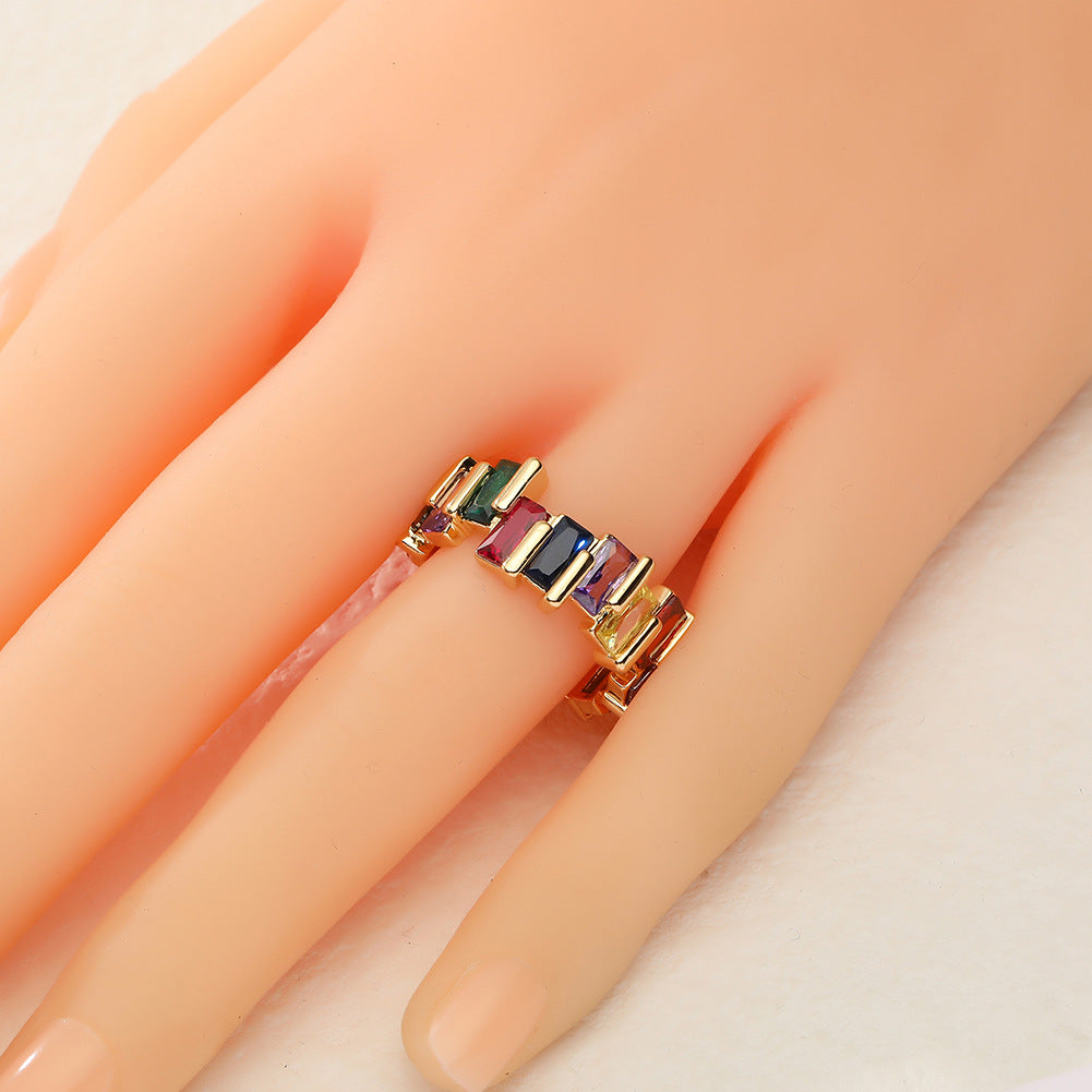 Luxurious Geometric Gold Plated Zircon Open Ring