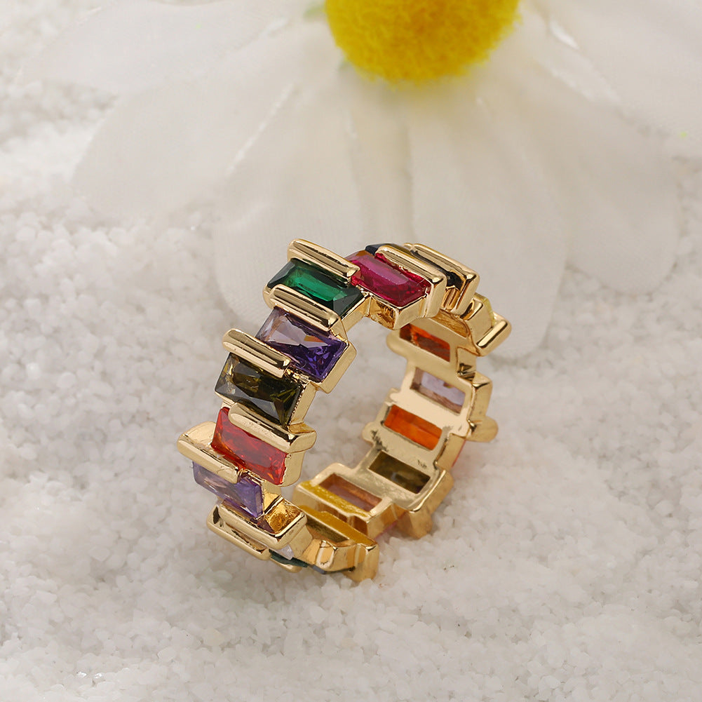 Luxurious Geometric Gold Plated Zircon Open Ring