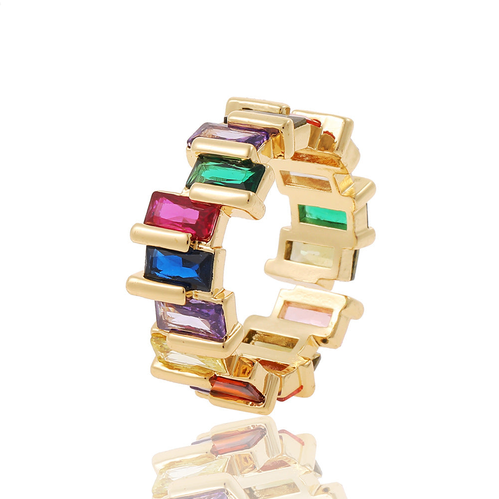 Luxurious Geometric Gold Plated Zircon Open Ring