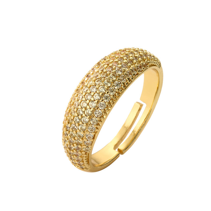 Luxurious Geometric Zircon Gold Plated Open Ring