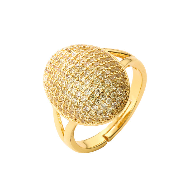 Luxurious Geometric Zircon Gold Plated Open Ring