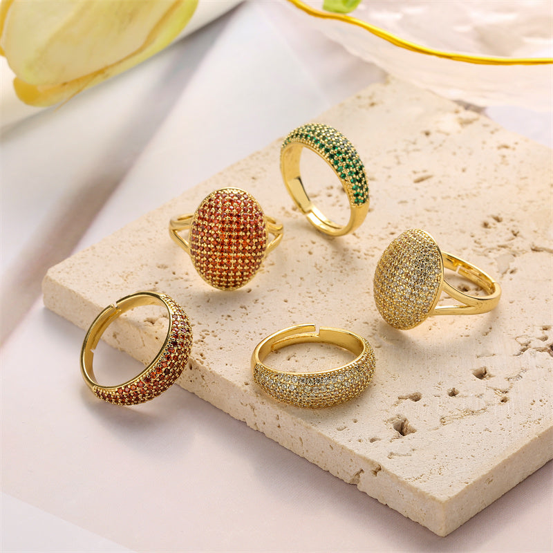 Luxurious Geometric Zircon Gold Plated Open Ring