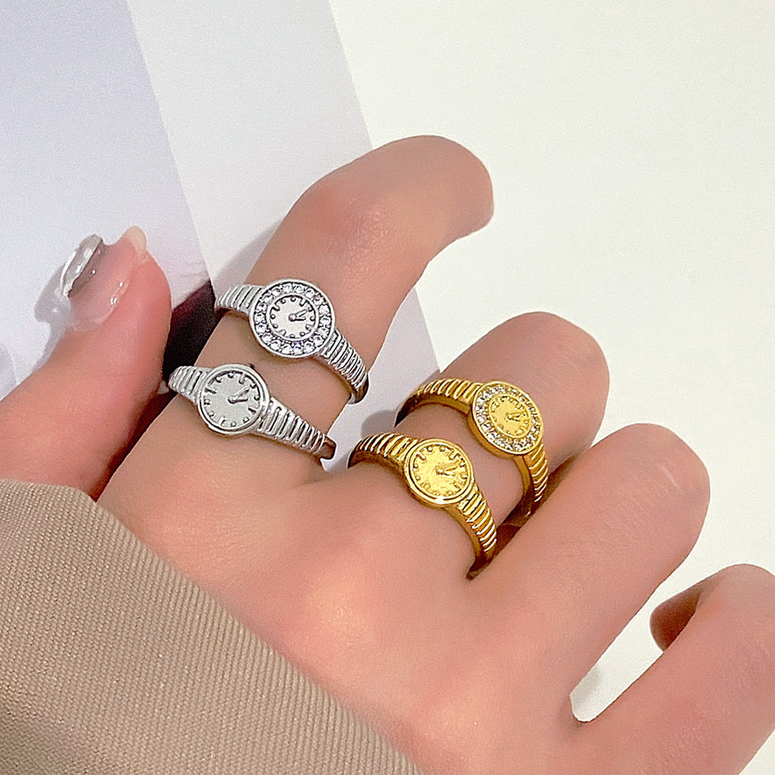 Luxurious 14K Gold Plated Silver Rings - Modern Statement Couple Rings