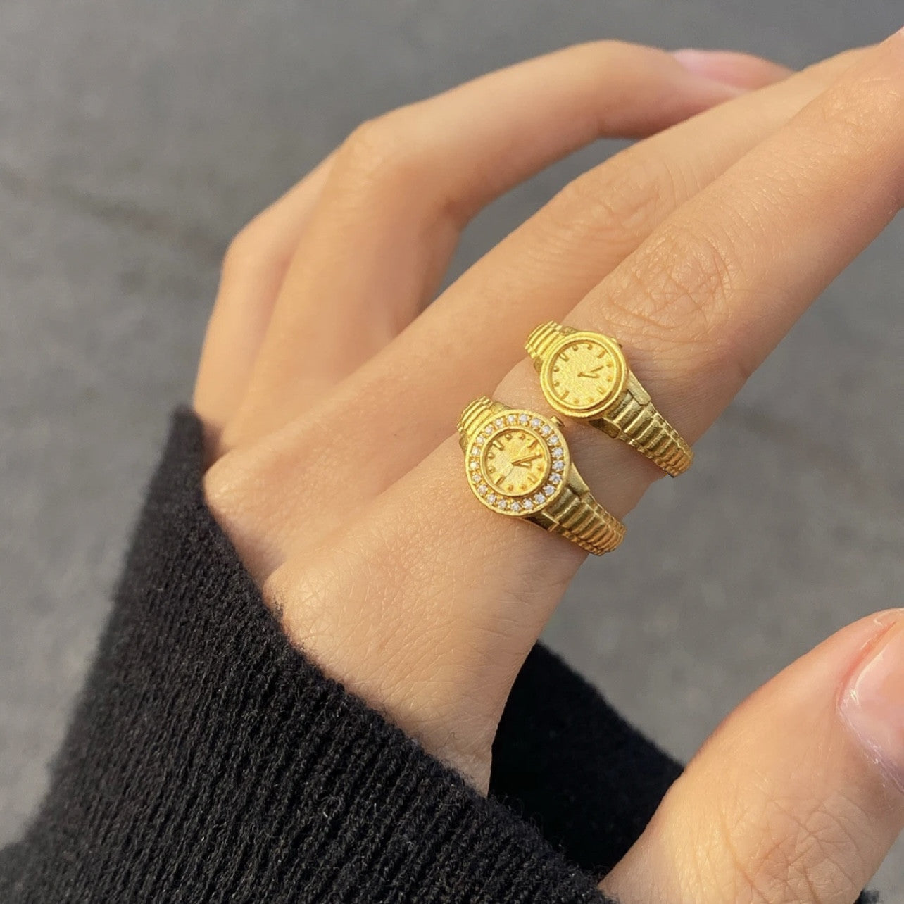Luxurious 14K Gold Plated Silver Rings - Modern Statement Couple Rings