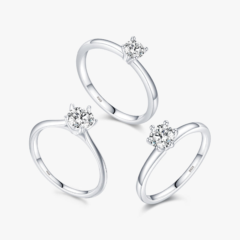 Luxurious Sterling Silver Zircon Inlay Rhodium Plated Ring for Women