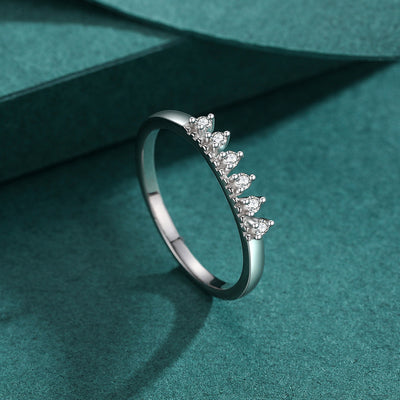 Luxurious Sterling Silver Zircon Inlay Rhodium Plated Ring for Women