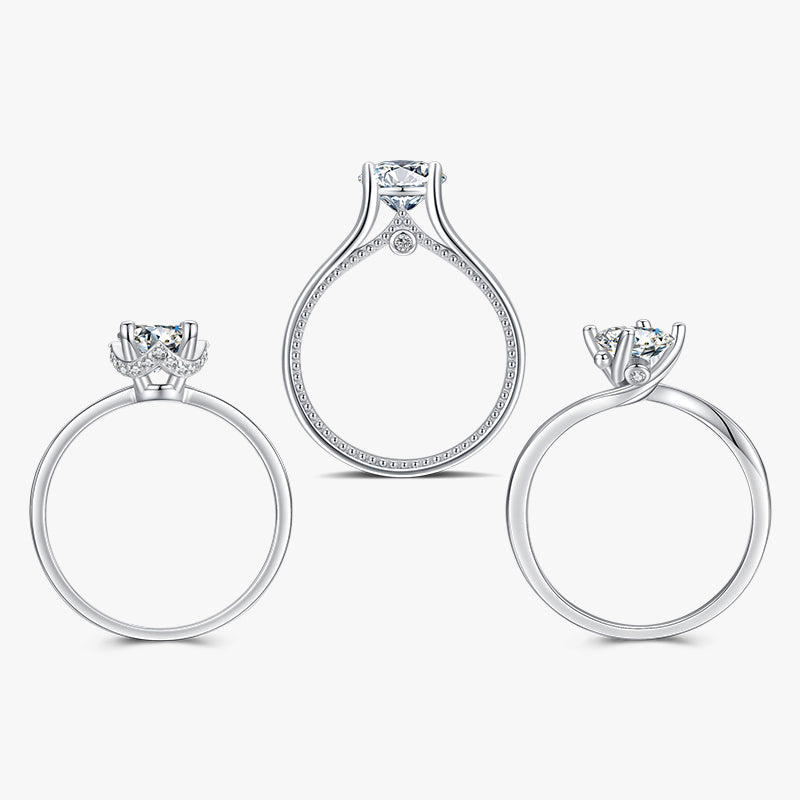 Luxurious Sterling Silver Zircon Inlay Rhodium Plated Ring for Women