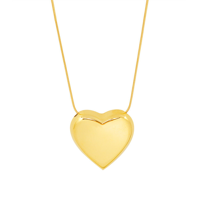 Marka European And American Ins Ornament Simple Heart-Shaped Heart Love Heart Pendant Necklace Titanium Steel 18K Golden Clavicle Chain P059