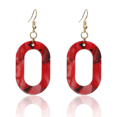 Metal Oval Hollow Colorful Stitching Earrings NHPF151924