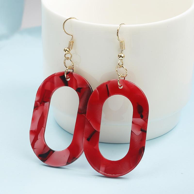 Metal Oval Hollow Colorful Stitching Earrings NHPF151924
