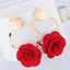 Metal Simple And Sweet Fabric Small Flower Personality Celebrity Style Female Earrings