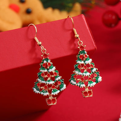 Modern Christmas Tree Alloy Drop Earrings and Necklace Set