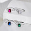Modern Square Sterling Silver Zircon Inlay Open Ring