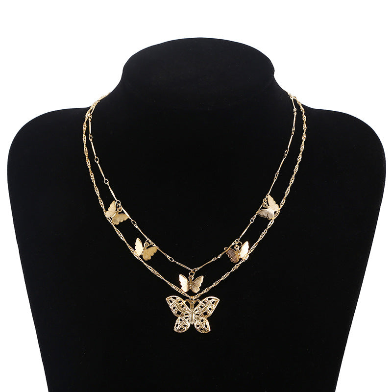 Multi-layer Butterfly Pendant Retro Necklace