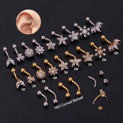 New  Stainless Steel Zircon Eyebrow Nails Creative Earrings Wholesale