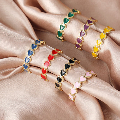 Creative Candy Color Heart Ring - Simple Alloy Love Design