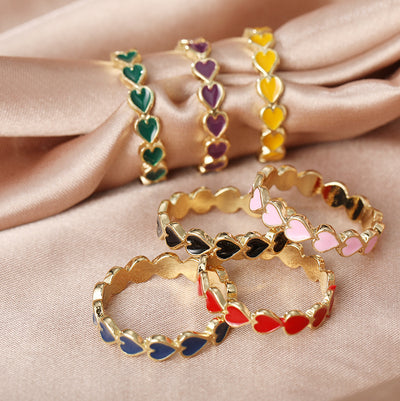 Creative Candy Color Heart Ring - Simple Alloy Love Design